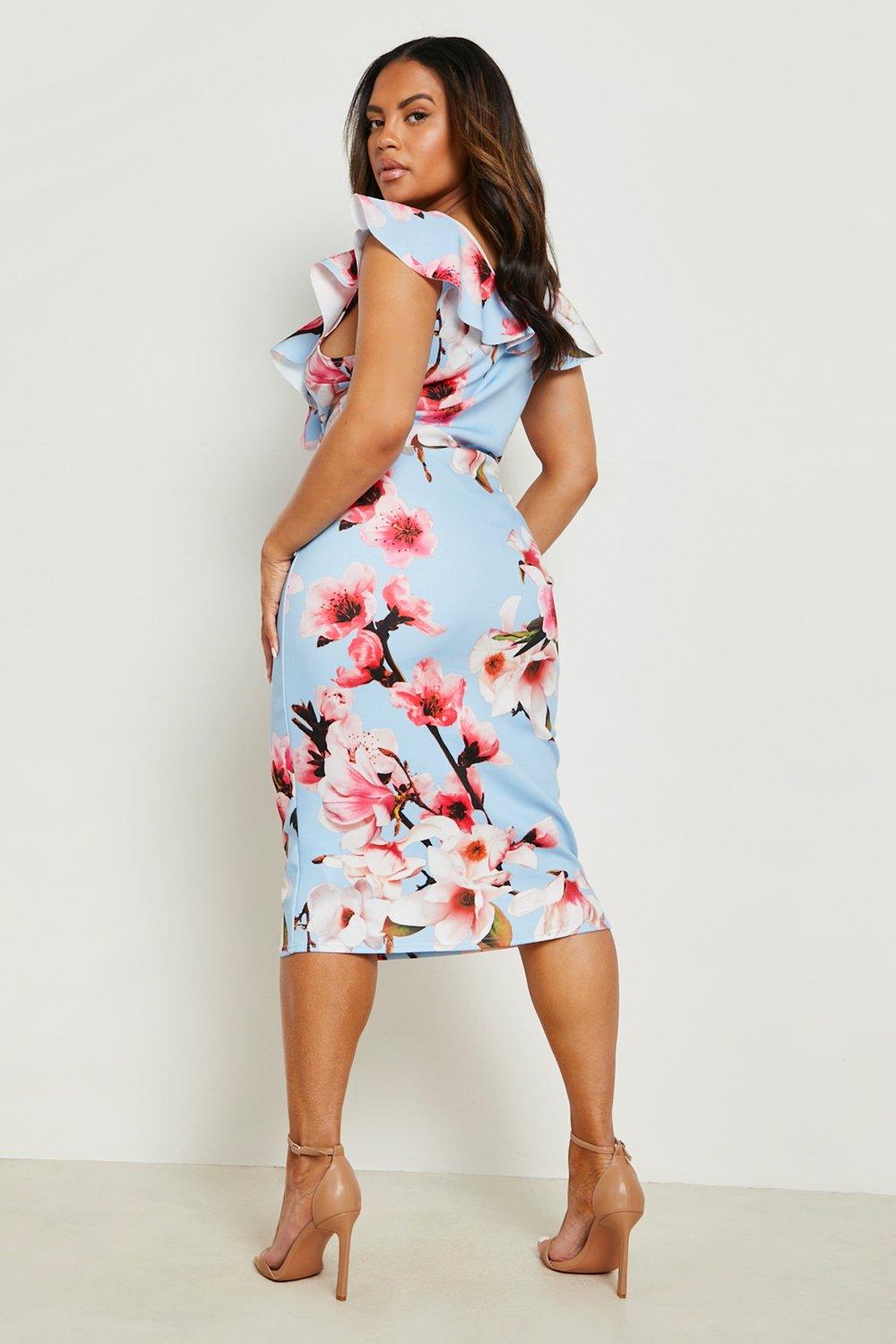 Floral midi shop dress boohoo